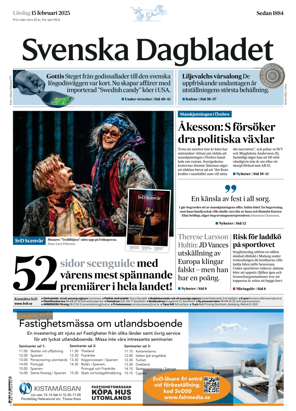 Prima-pagina-Svenska Dagbladet-edizione-di-oggi-20250215